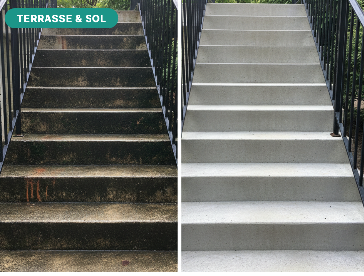 Escaliers avant/après nettoyage